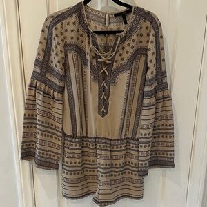 Bohemian Beige and Brown Women's Top